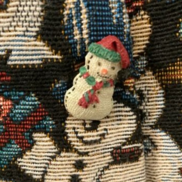 Snowman Embroidered Button-Up Vest Size L - Vintage Frosty Christmas Winter Vest - Picture 3 of 5
